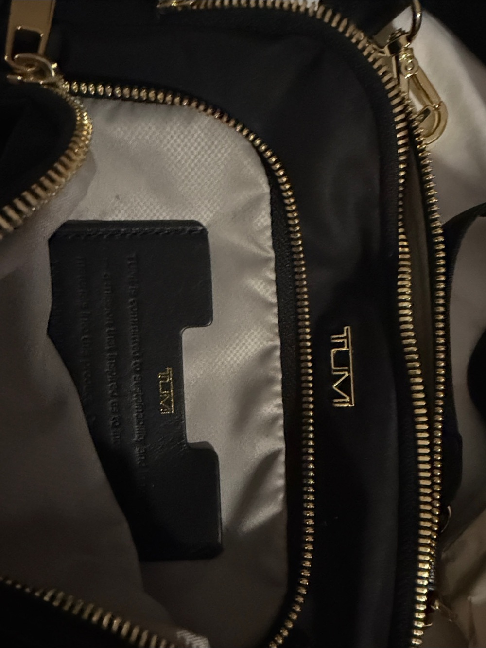 Black Women Tumi Crossbody Shoulder Bag with Gold Hardware - Picture 6 of 6